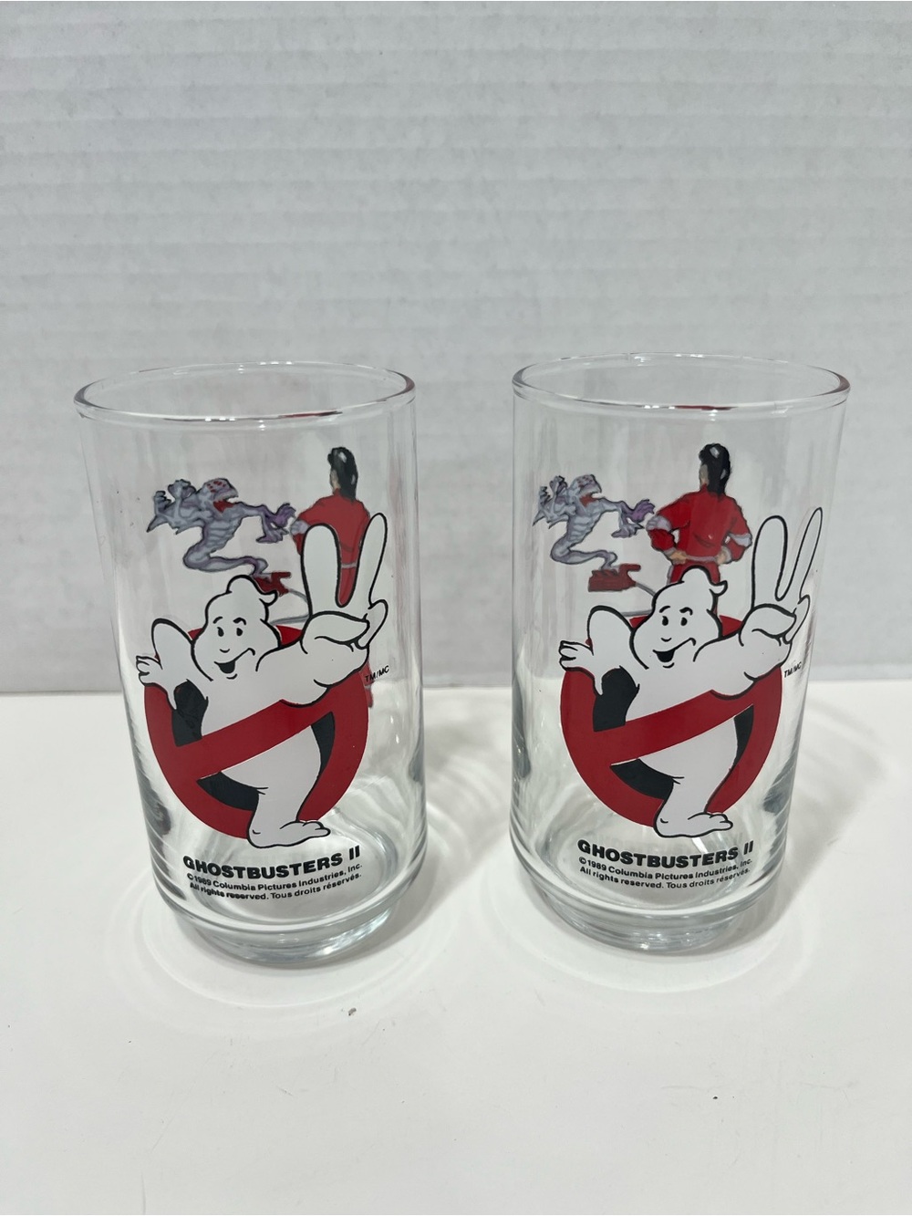 GHOSTBUSTERS 2 drinking glasses vintage 1989 six eyes